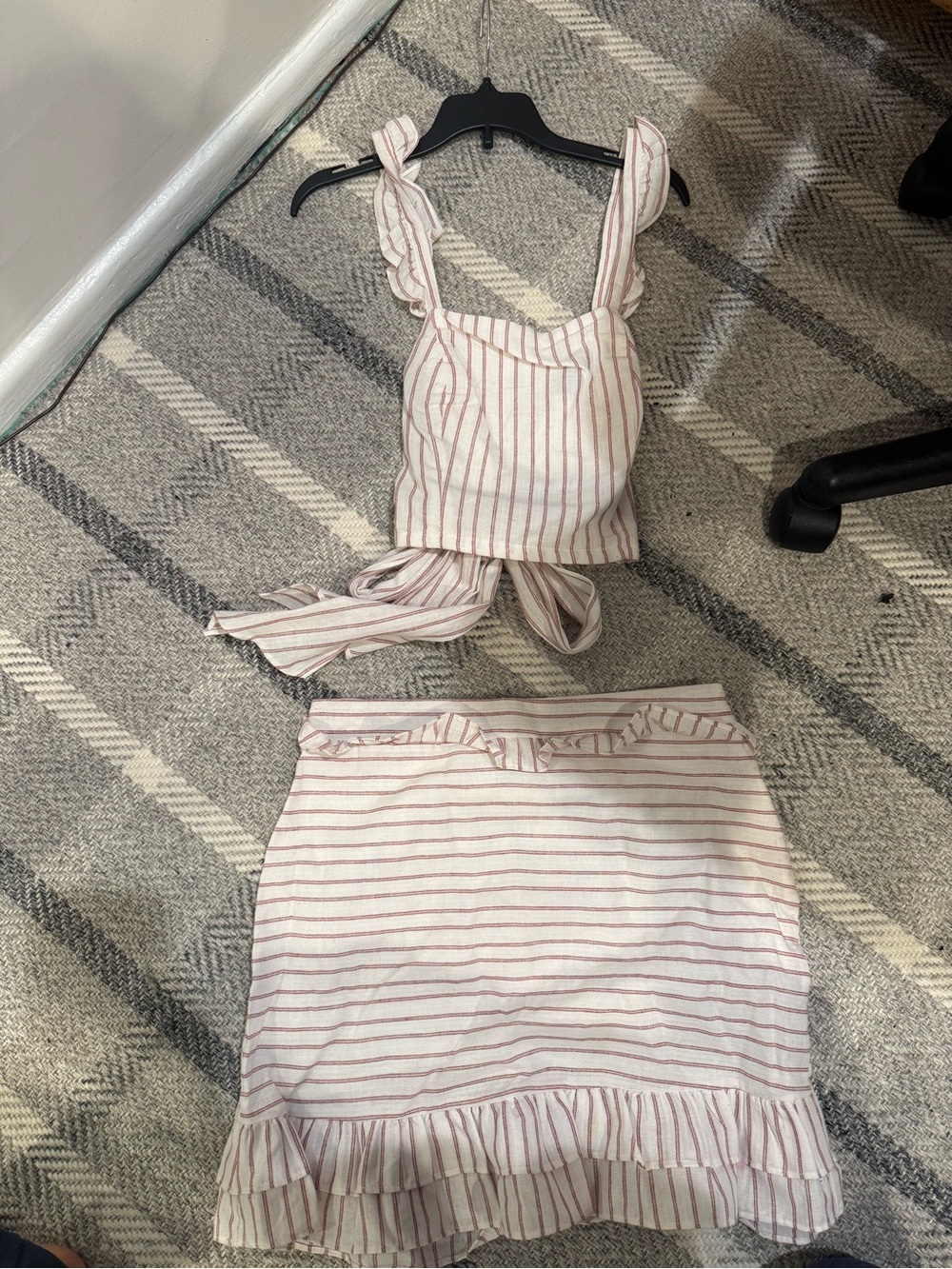 Aqua Cream and Pink Striped Mini Dress